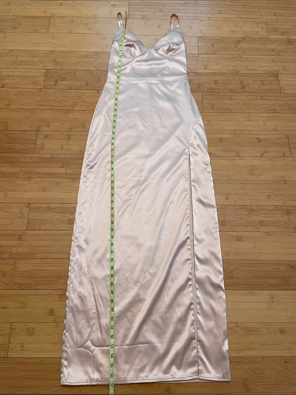 The Edit Freesia Formal Dress Medium Champagne Side Slit Satin Open Back Maxi - Picture 12 of 12
